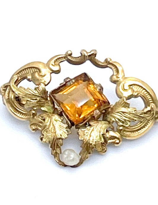 14K GOLD FRENCH ART NOUVEAU PIN