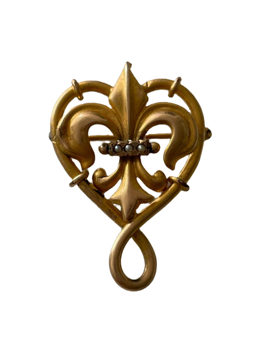Antique Italian florentine Fleur-de-lis Brooch