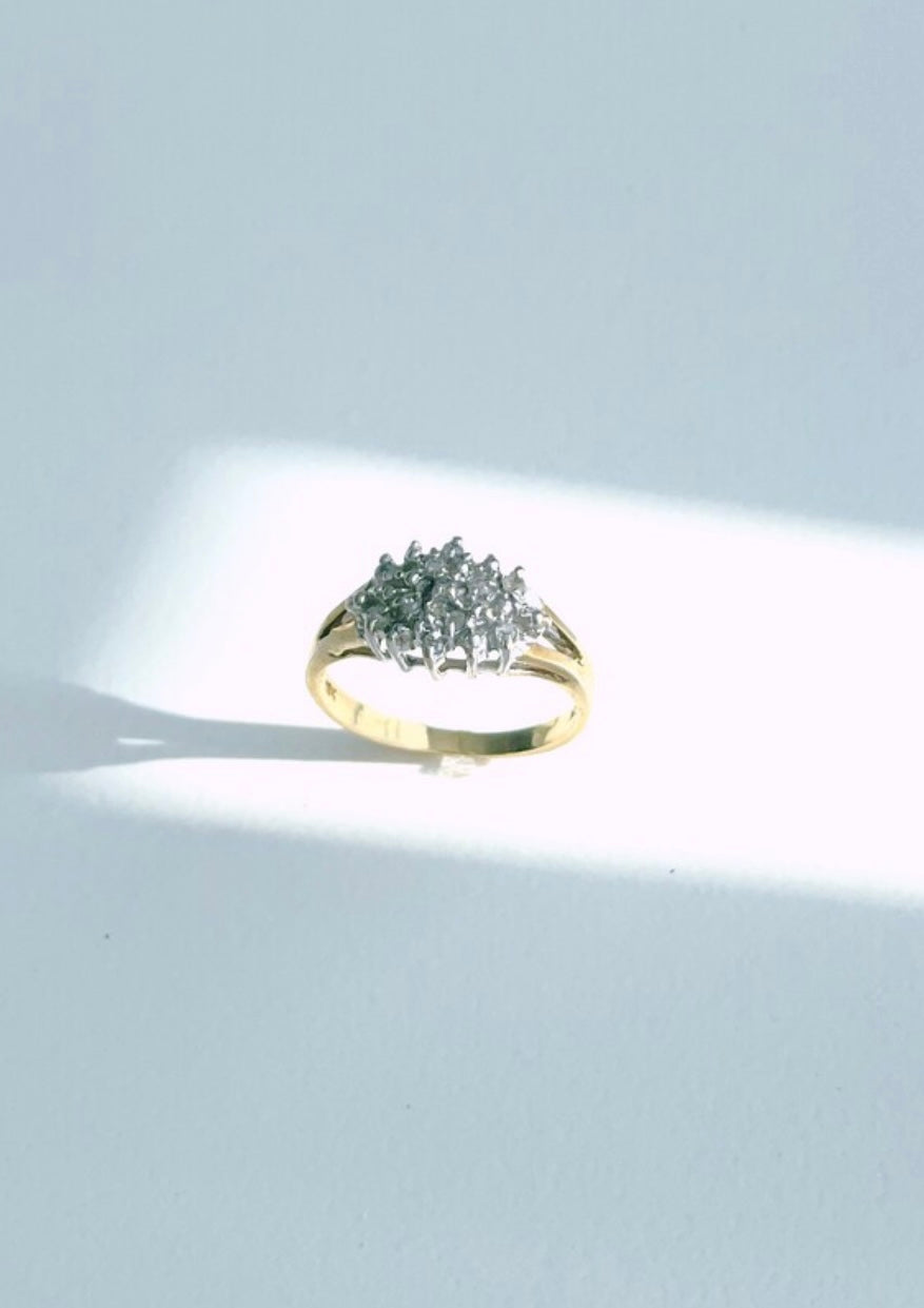Art Deco Two-Tone 10K Gold Cluster Ring
