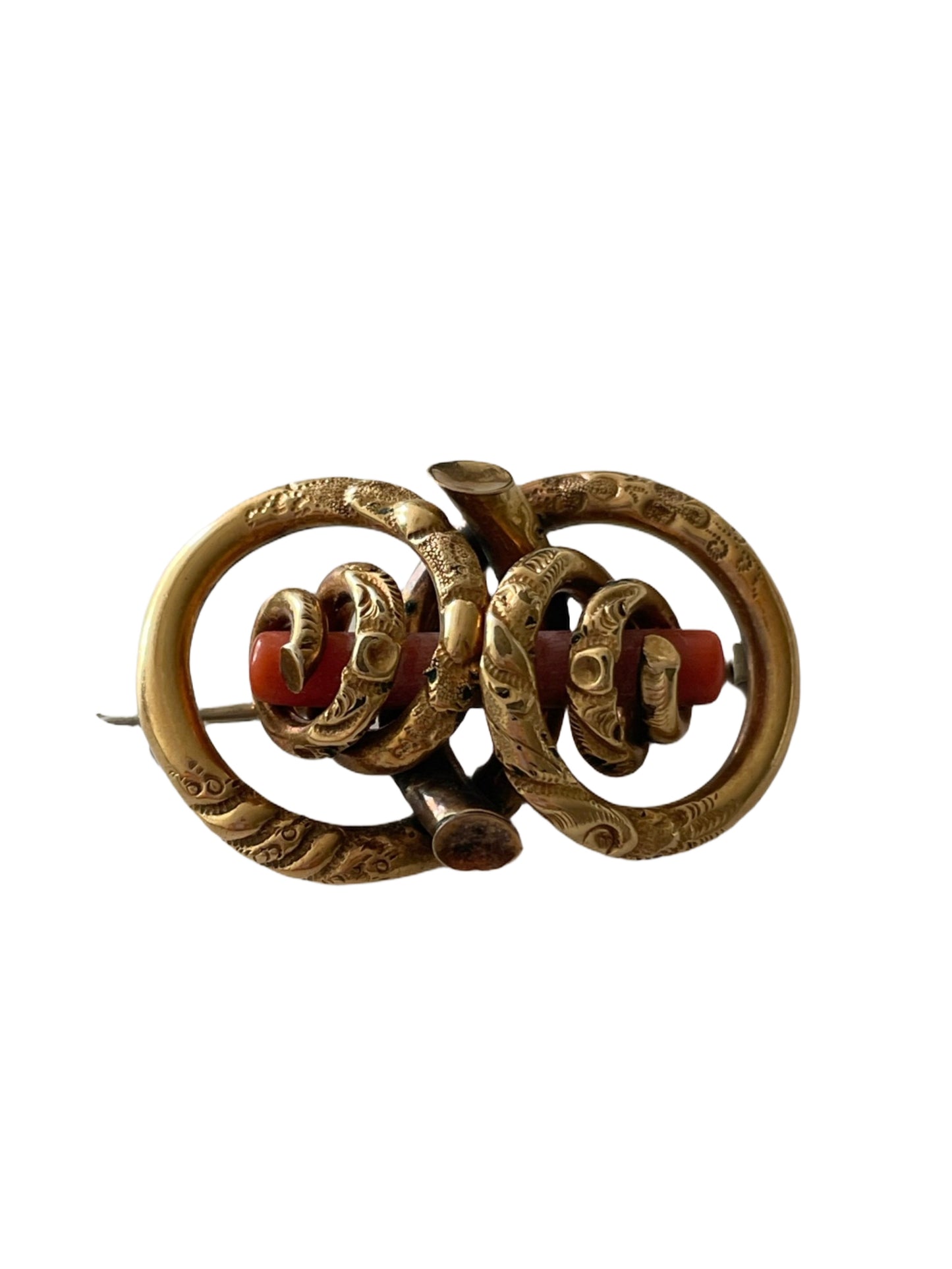 Victorian Love Knot Coral Brooch