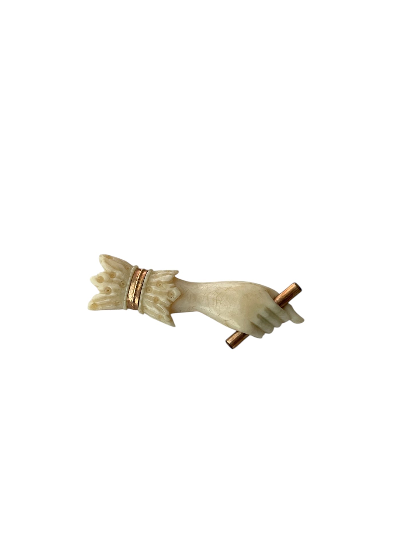 Victorian Ivory Hand Brooch / Georgian Motif