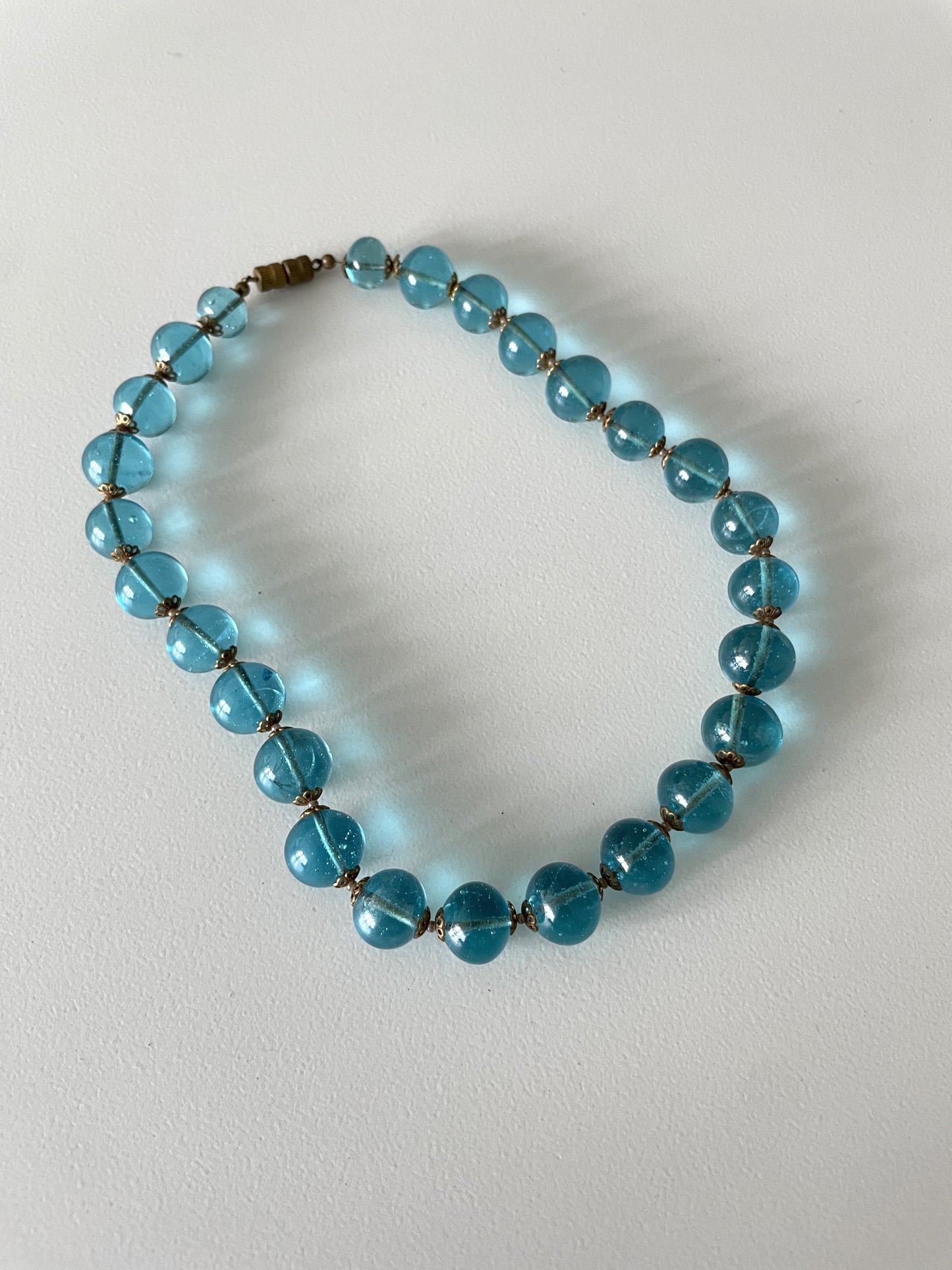 Antique Late Victorian Blue Rock Crystal Bohemian Glass Choker Necklace