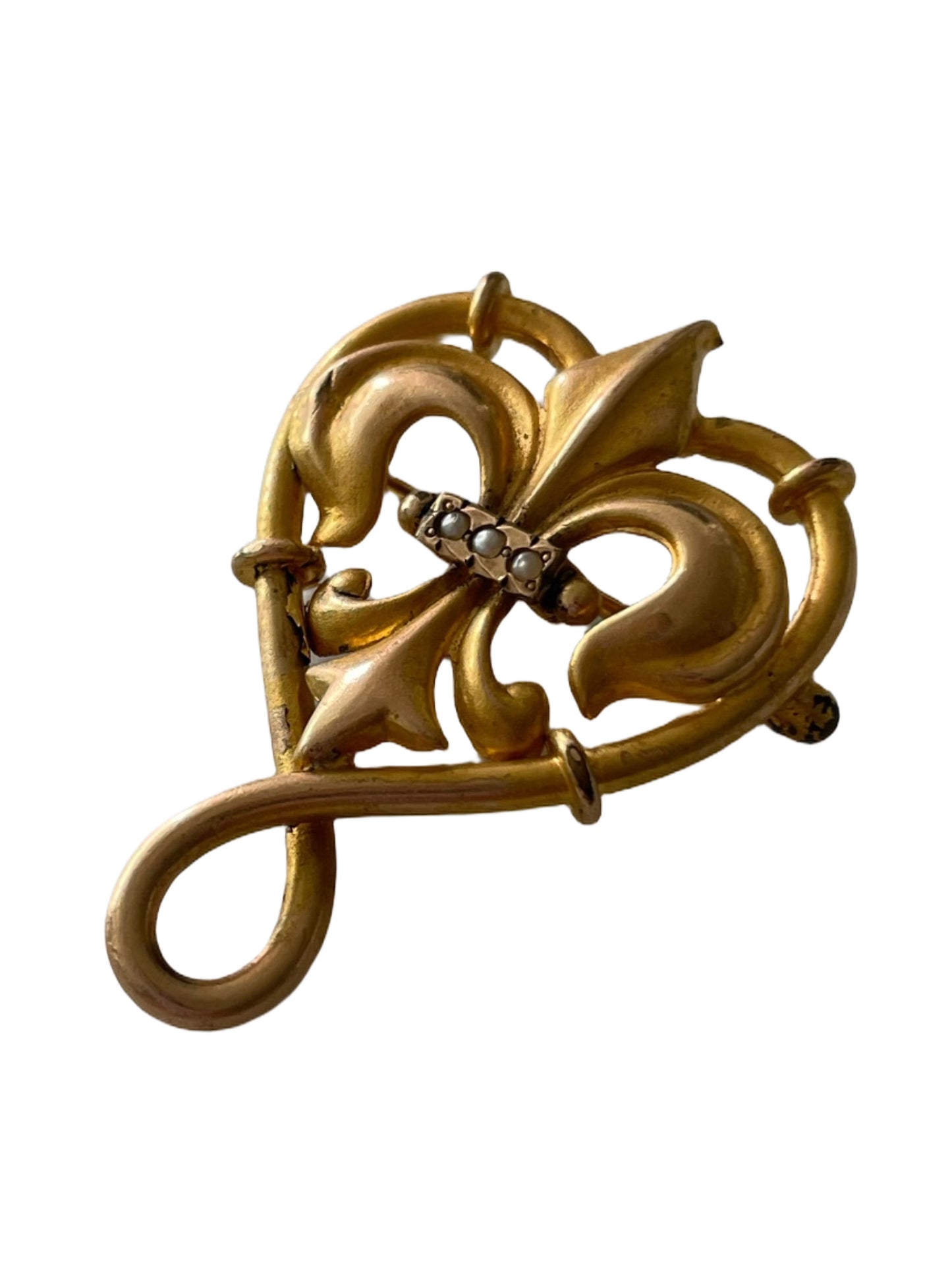 Antique Italian florentine Fleur-de-lis Brooch