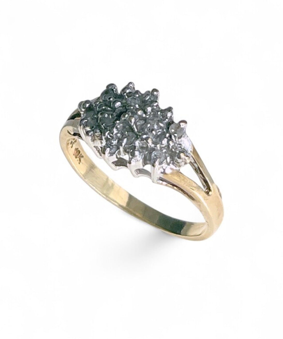 Art Deco Two-Tone 10K Gold Cluster Ring