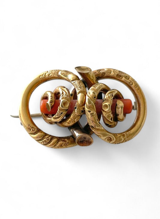 Victorian Love Knot Coral Brooch