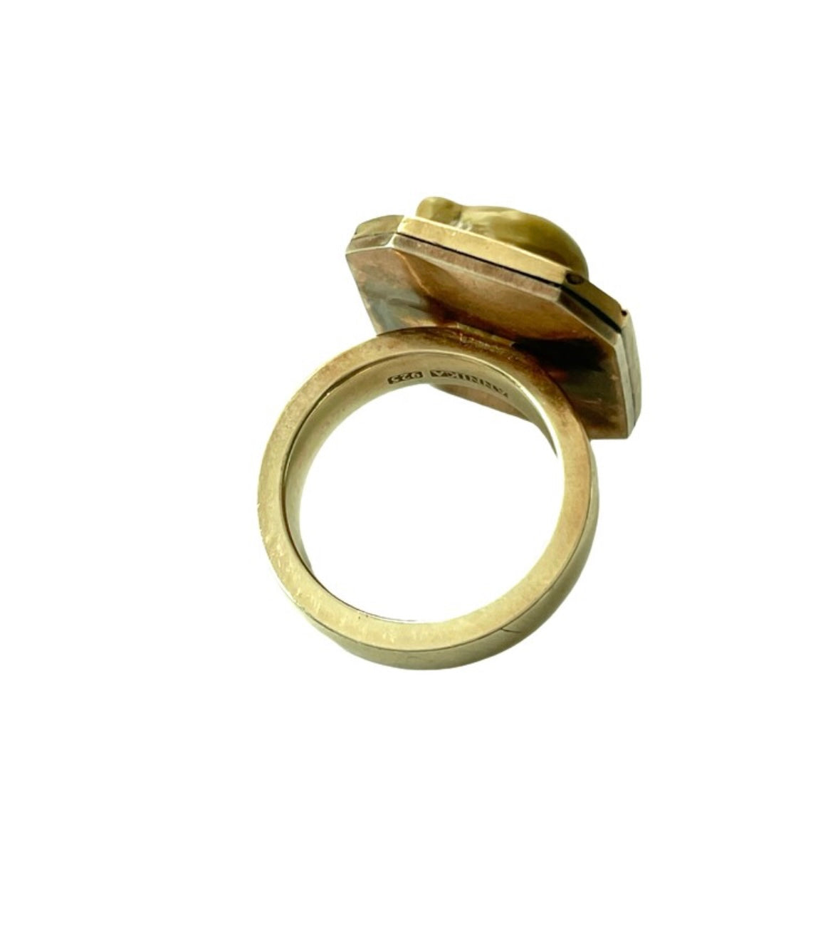 Vintage 925 Silver Modern Lava Cameo Ring