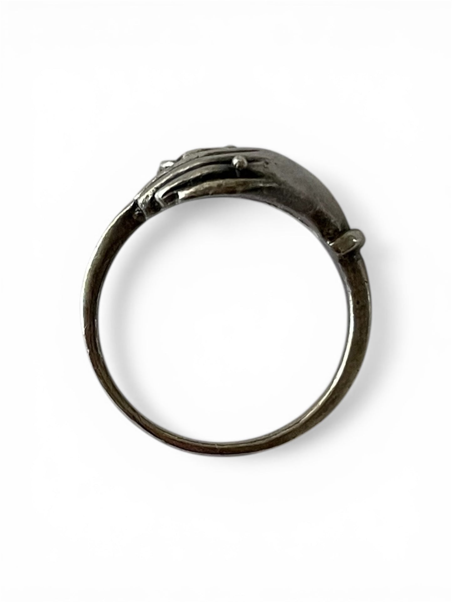Victorian "Hand Holding Flower" Sterling Silver Ring