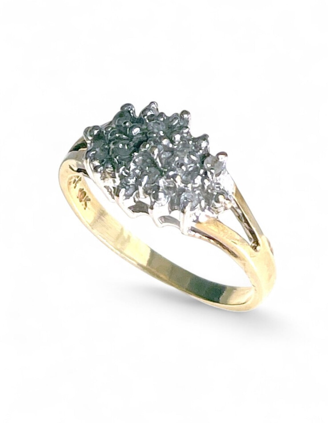 Art Deco Two-Tone 10K Gold Cluster Ring