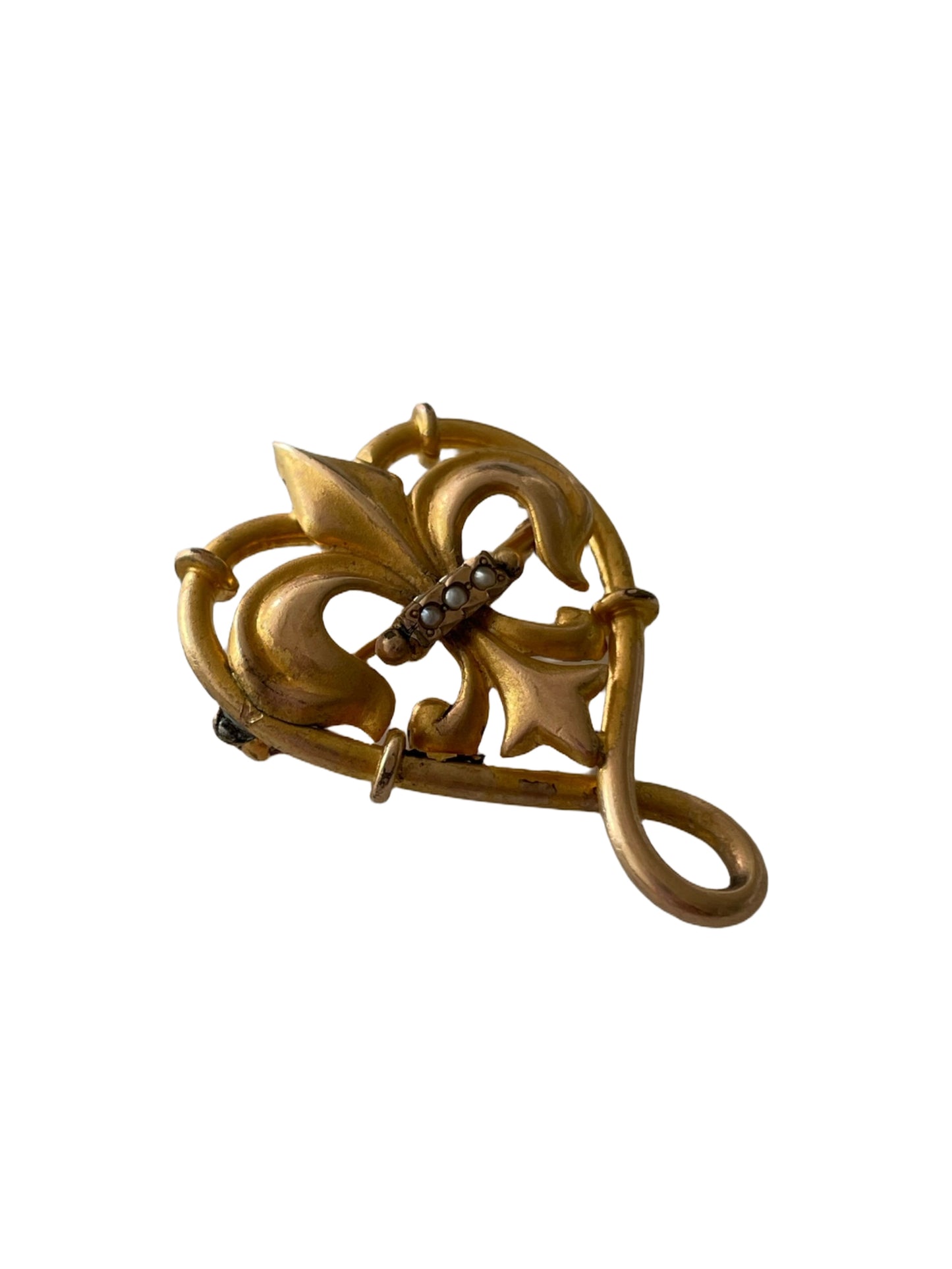 Antique Italian florentine Fleur-de-lis Brooch