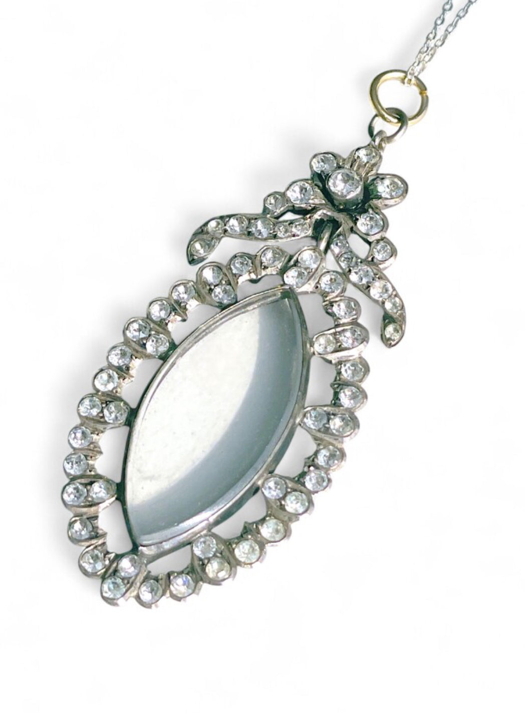 Victorian–Edwardian Sterling Silver Paste & Clear Glass Pendant