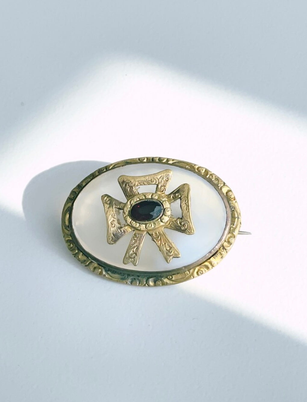 Georgian–Victorian  Engraved Chalcedony Brooch