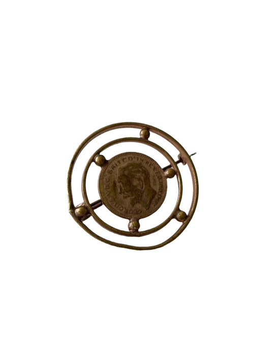 Antique British Lucky Coin Brooch