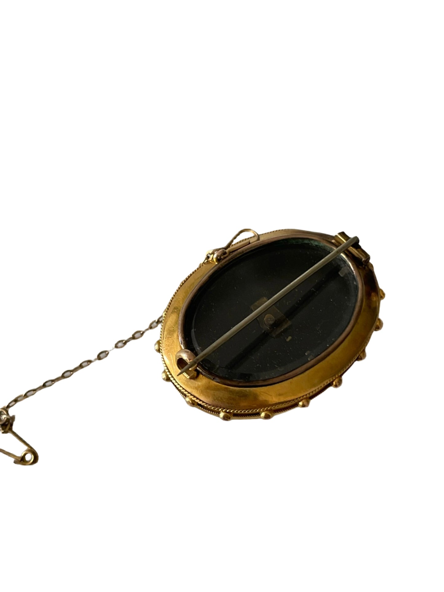 Victorian 15K Gold Onyx & Seed Pearl Star Brooch