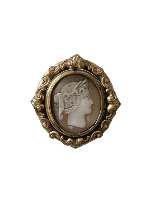 Antique Victorian Spinning Cameo Locket Brooch