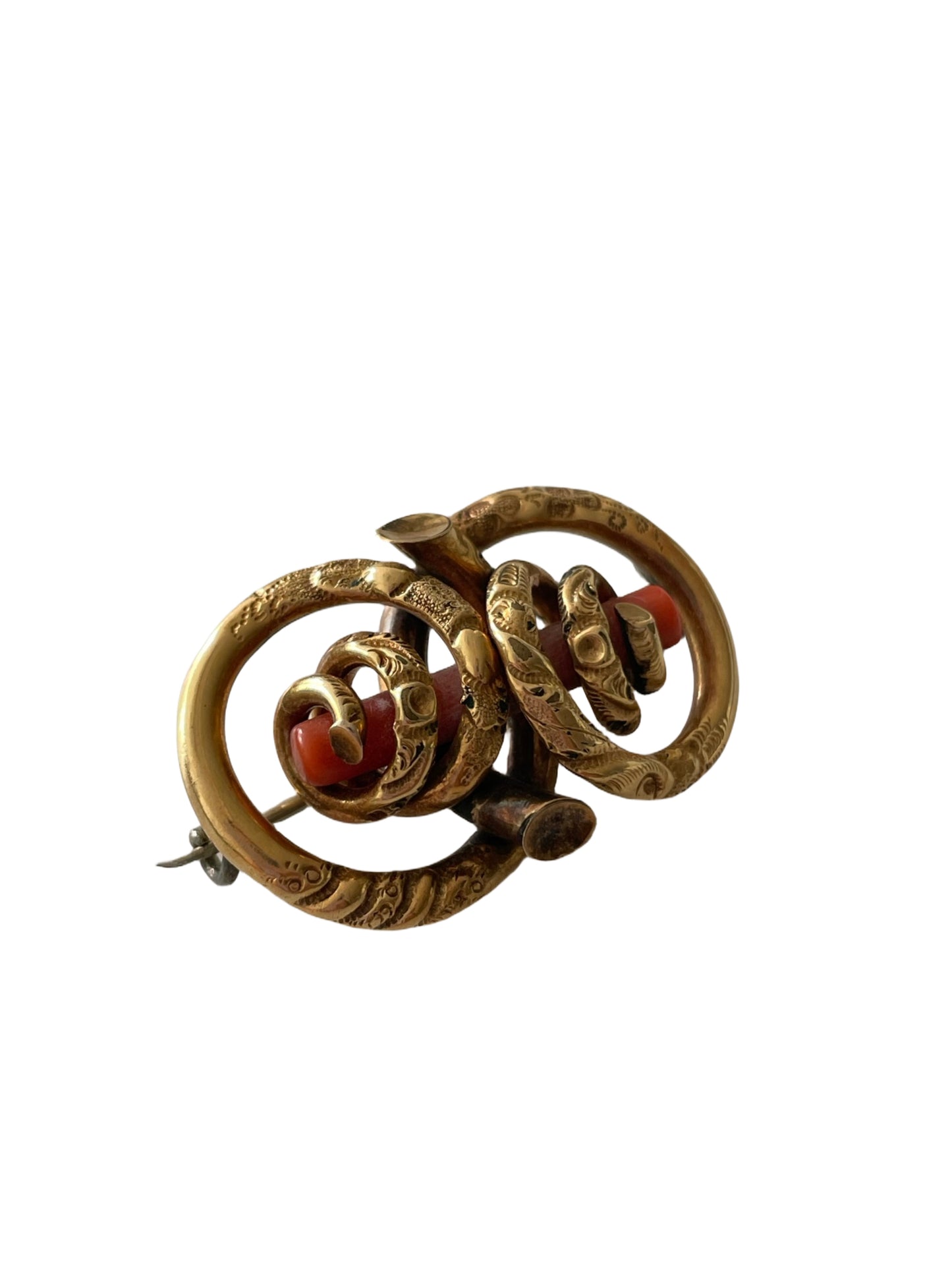 Victorian Love Knot Coral Brooch