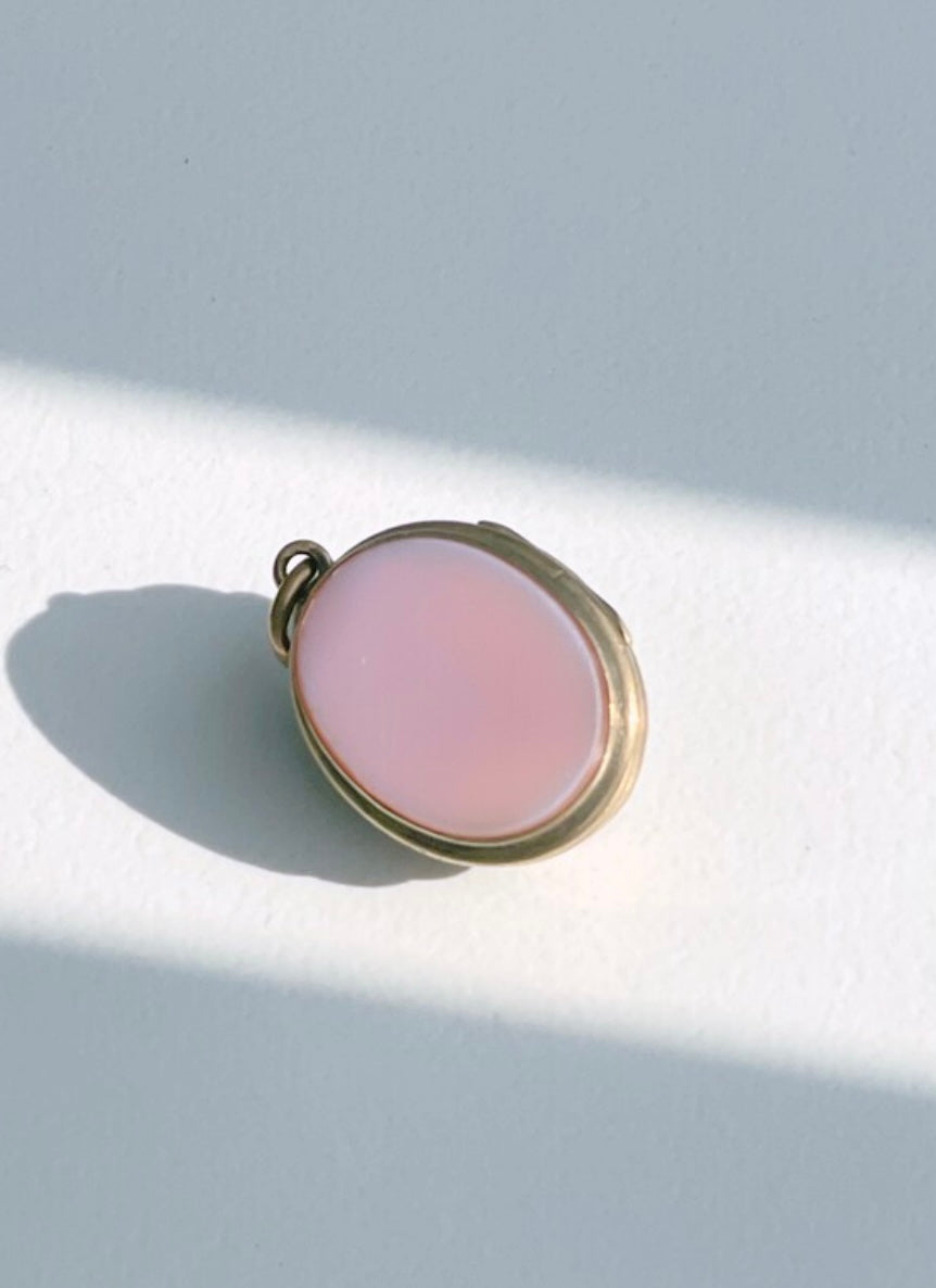 15K Gold Cameo & Chalcedony Double Locket Pendant