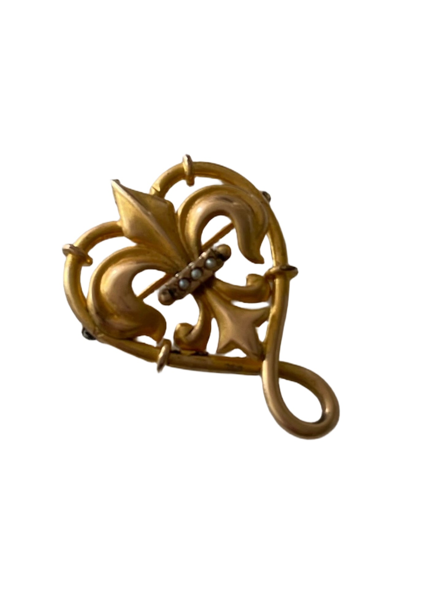 Antique Italian florentine Fleur-de-lis Brooch