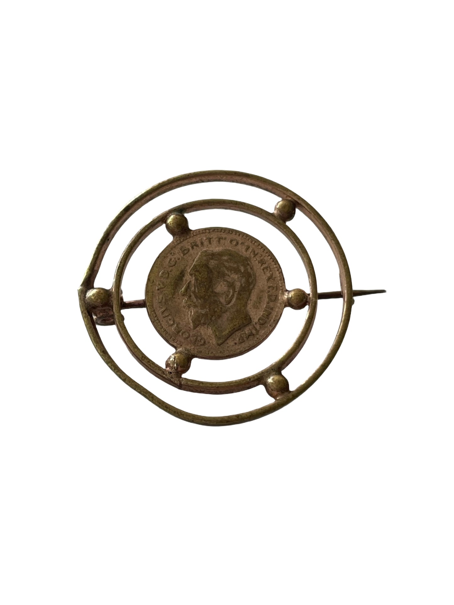 Antique British Lucky Coin Brooch