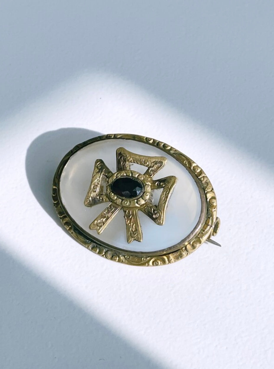 Georgian–Victorian  Engraved Chalcedony Brooch