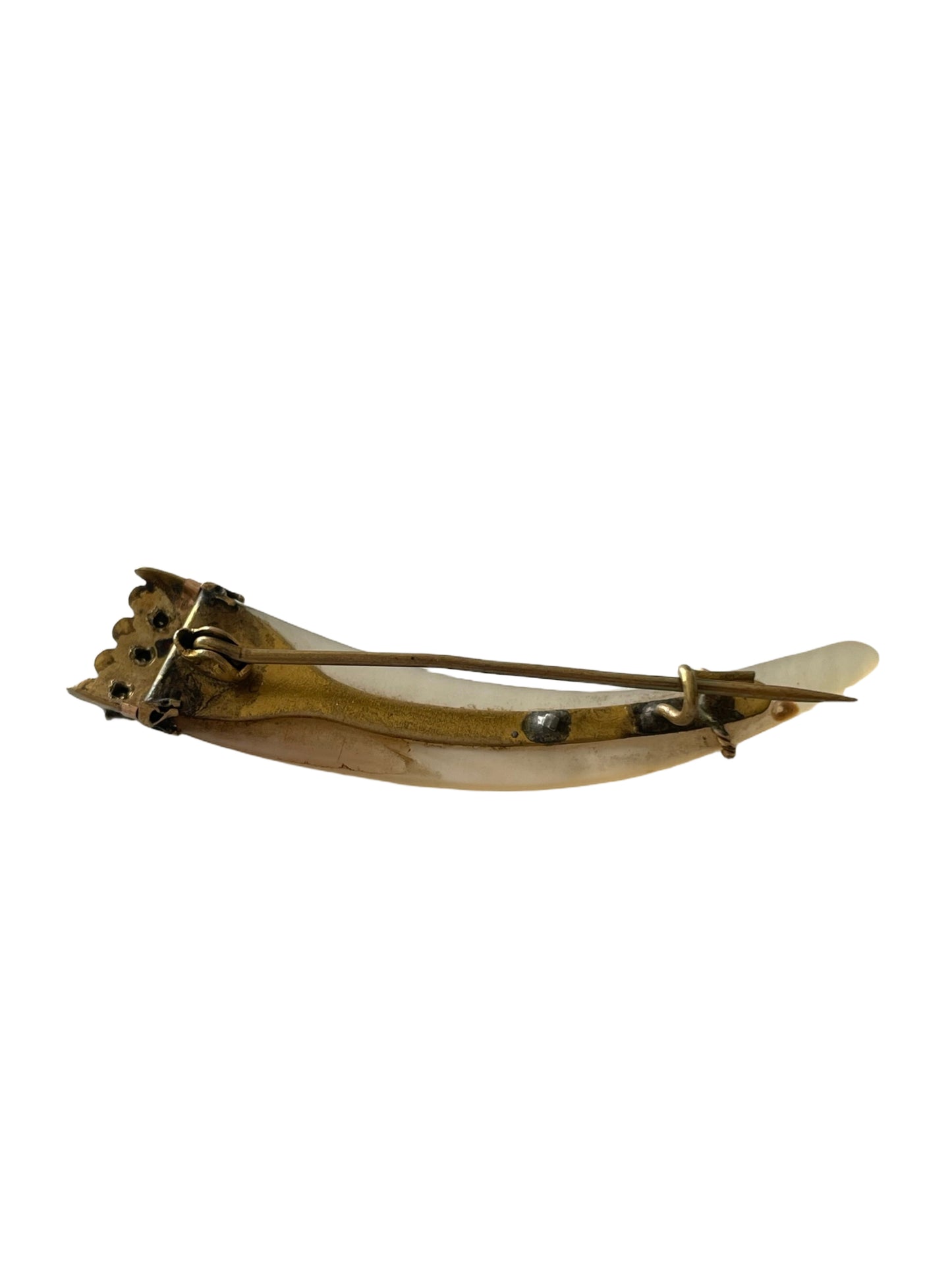Victorian Mother-of-Pearl Horn Form Brooch