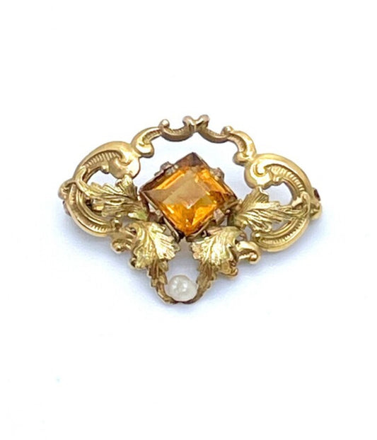 14K GOLD FRENCH ART NOUVEAU PIN