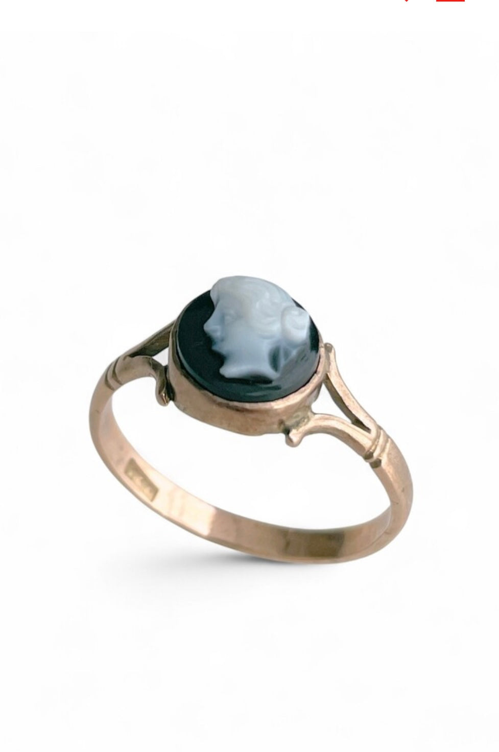 Edwardian 9K Gold Onyx Cameo Ring