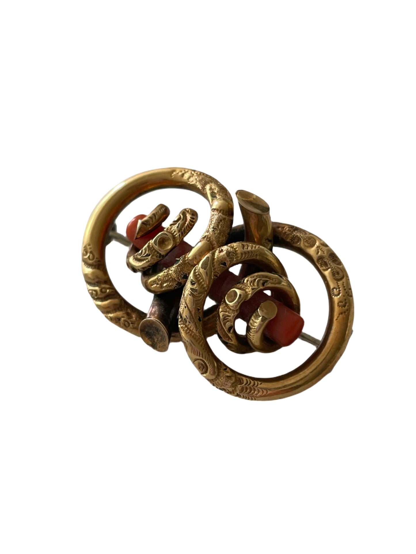 Victorian Love Knot Coral Brooch