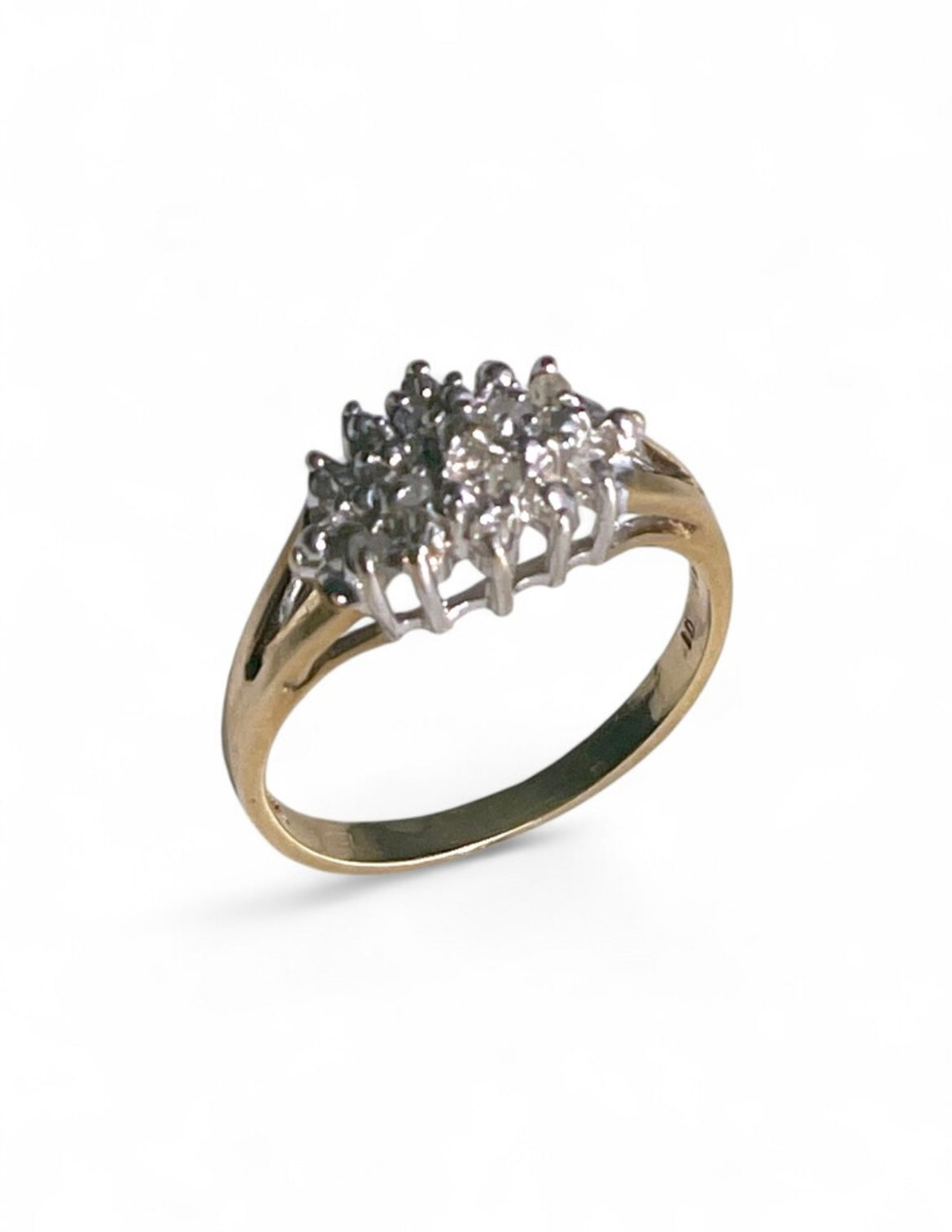 Art Deco Two-Tone 10K Gold Cluster Ring