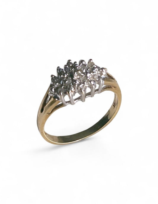 Art Deco Two-Tone 10K Gold Cluster Ring
