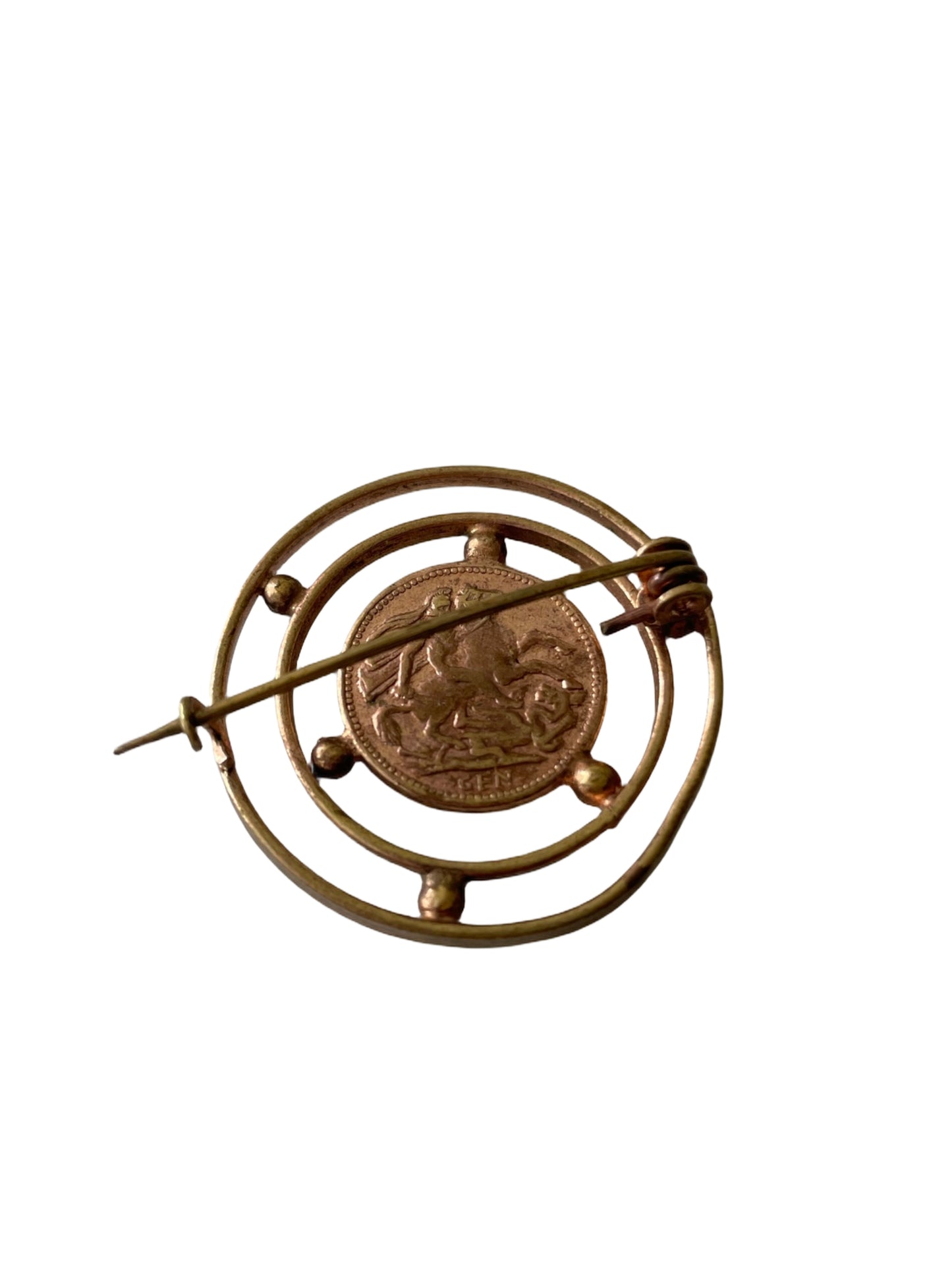 Antique British Lucky Coin Brooch