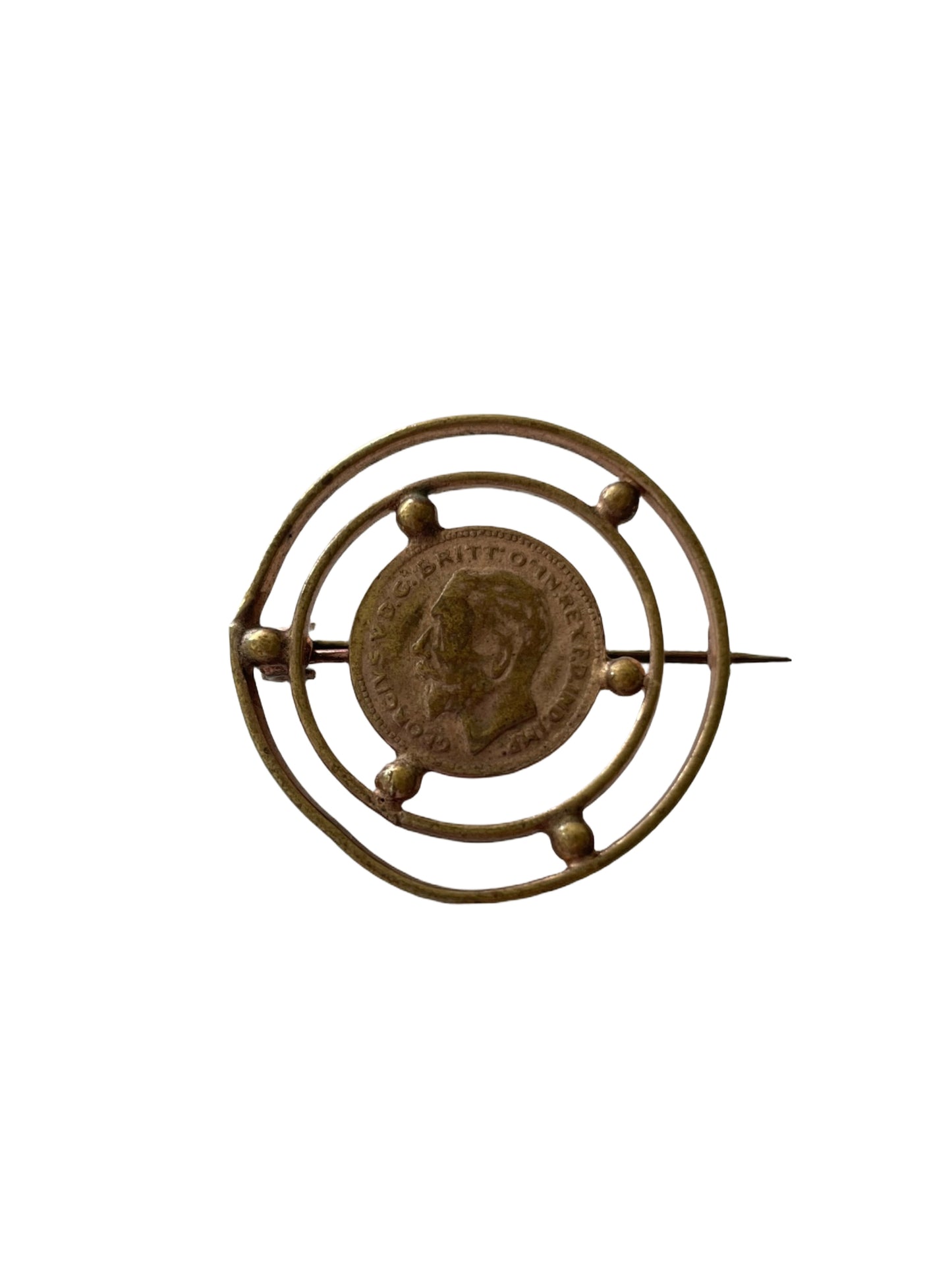 Antique British Lucky Coin Brooch