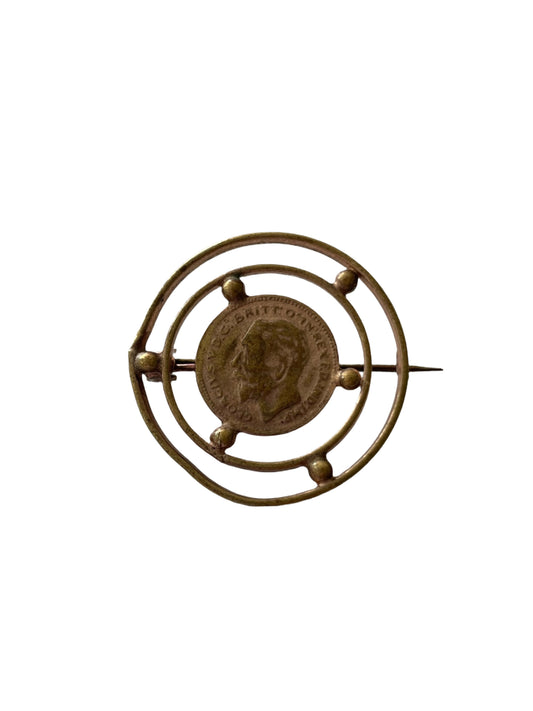 Antique British Lucky Coin Brooch
