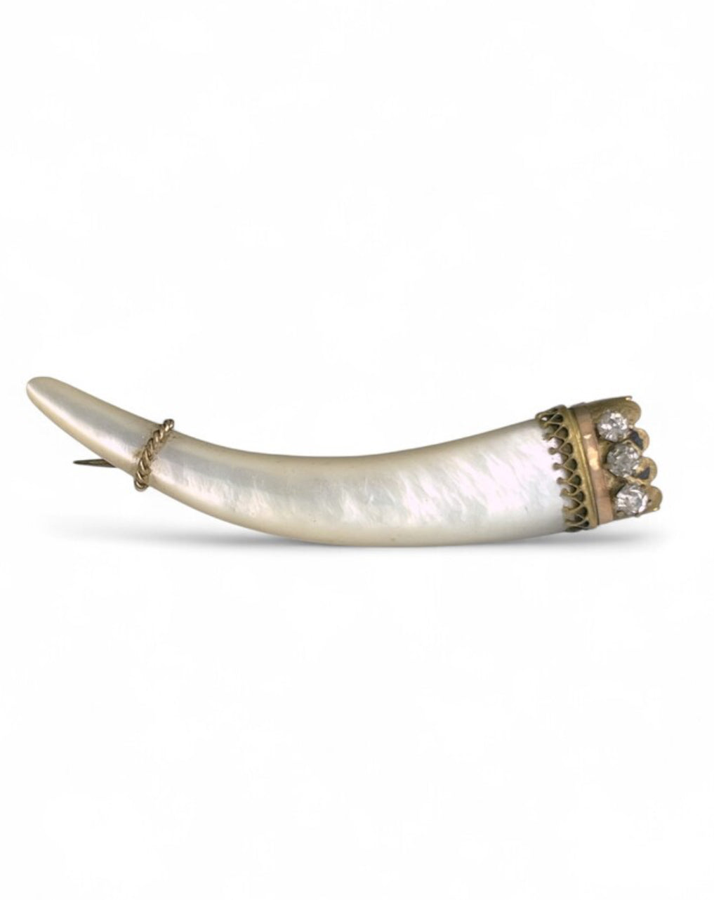 Victorian Mother-of-Pearl Horn Form Brooch