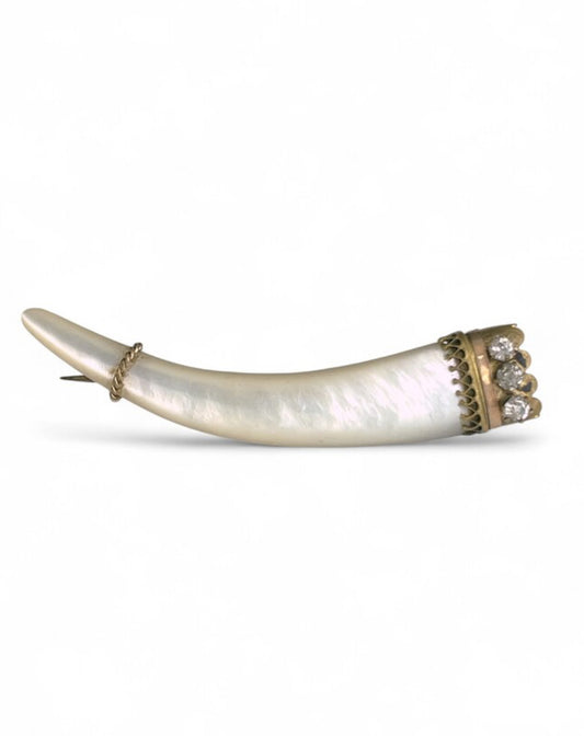 Victorian Mother-of-Pearl Horn Form Brooch