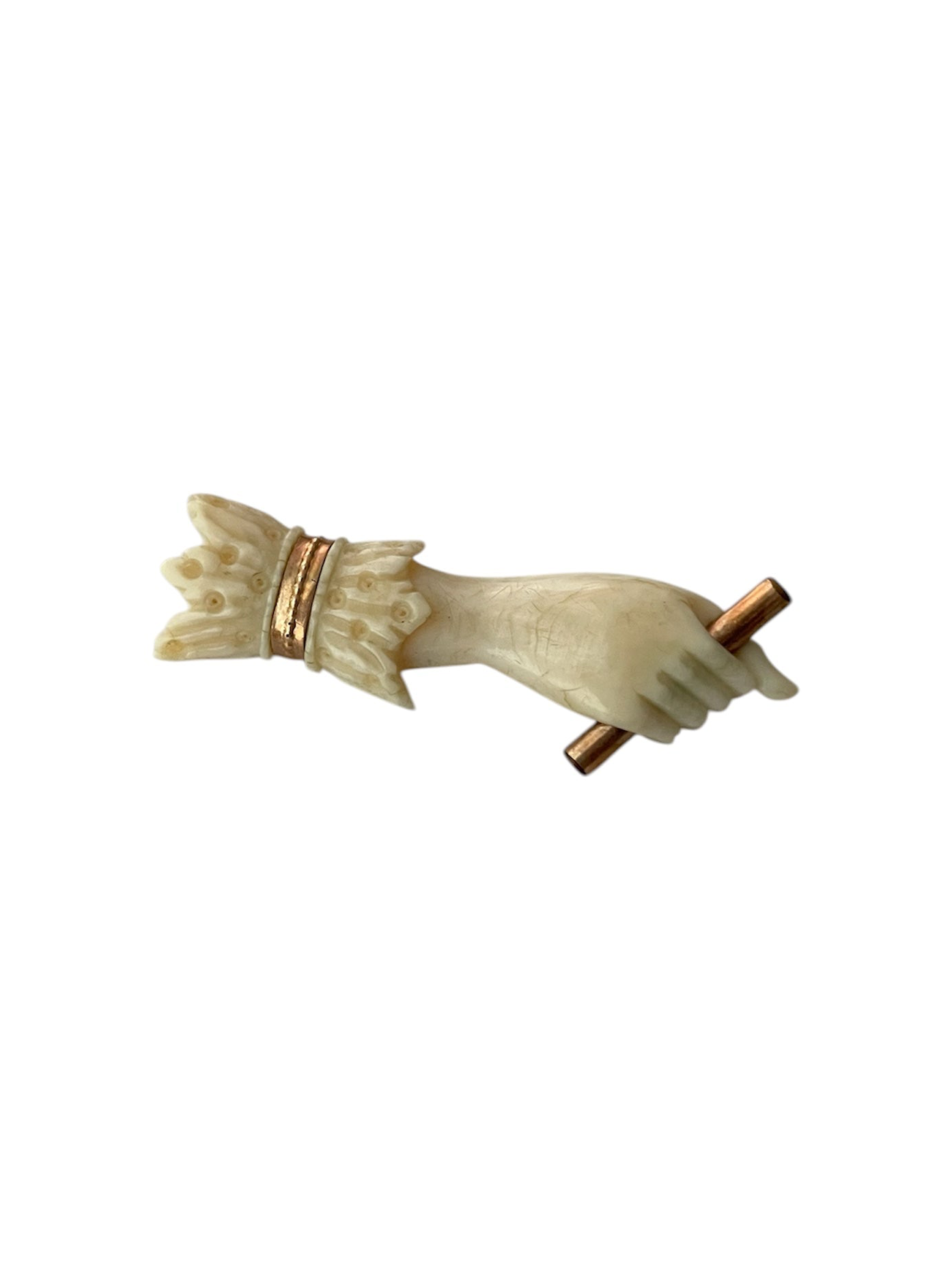 Victorian Ivory Hand Brooch / Georgian Motif