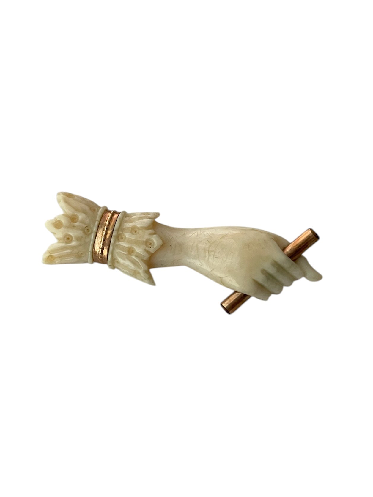 Victorian Ivory Hand Brooch / Georgian Motif