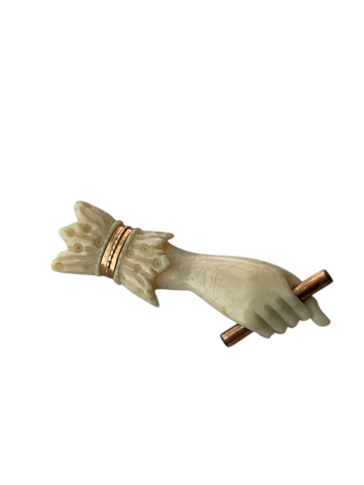 Victorian Ivory Hand Brooch / Georgian Motif