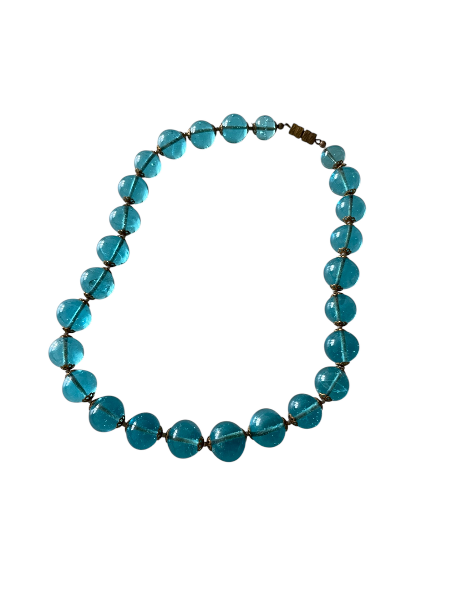Antique Late Victorian Blue Rock Crystal Bohemian Glass Choker Necklace