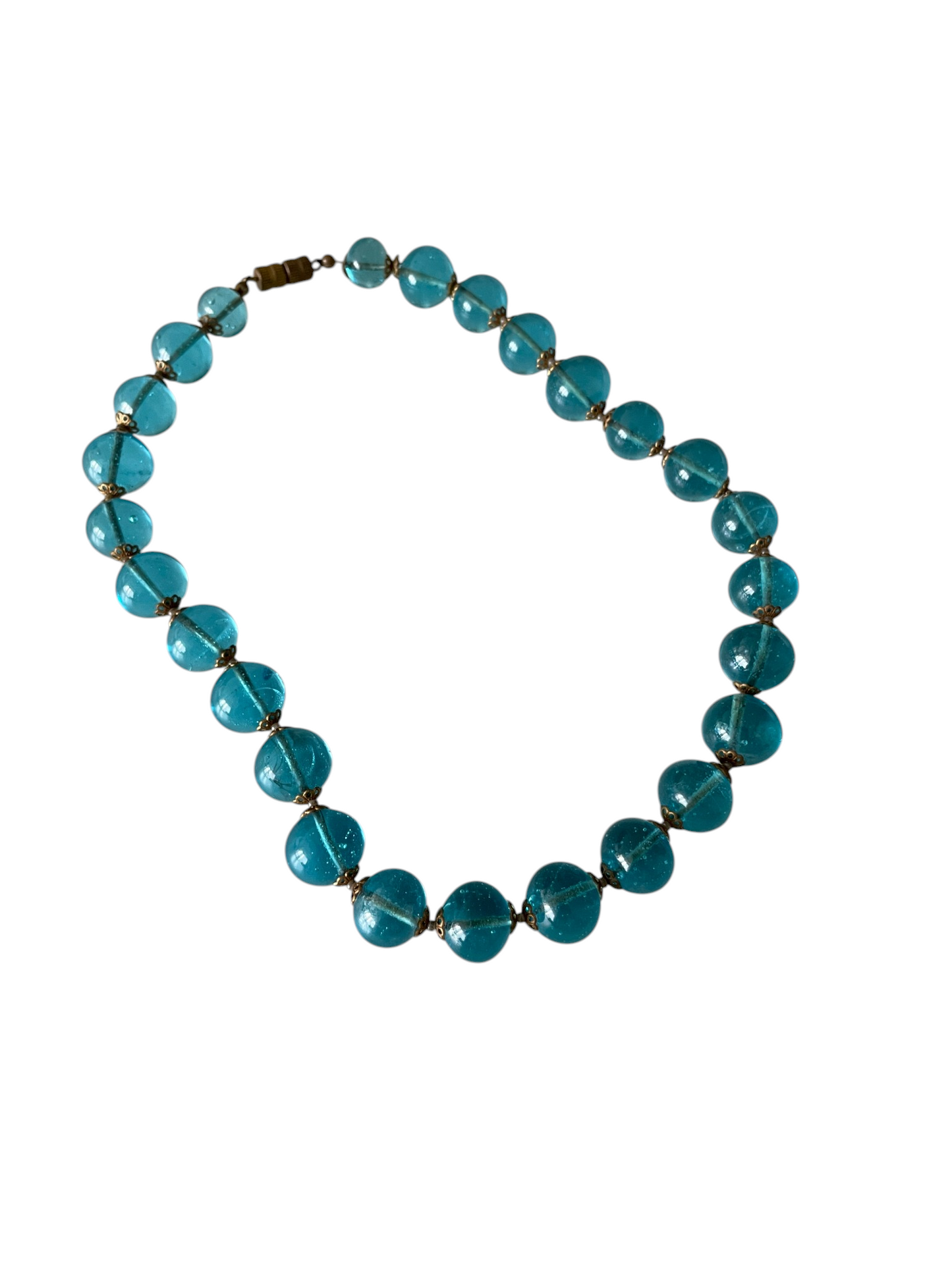 Antique Late Victorian Blue Rock Crystal Bohemian Glass Choker Necklace