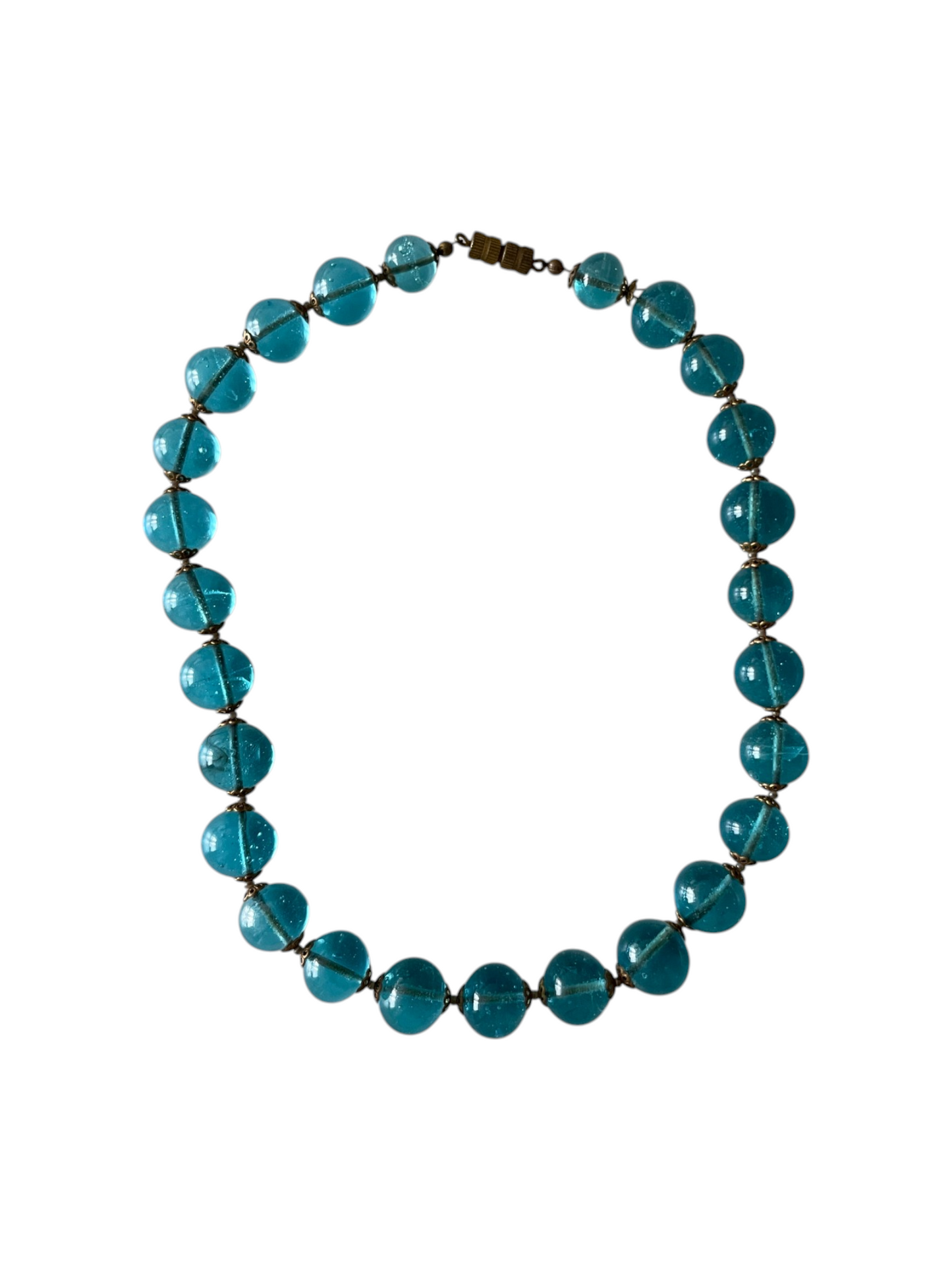 Antique Late Victorian Blue Rock Crystal Bohemian Glass Choker Necklace
