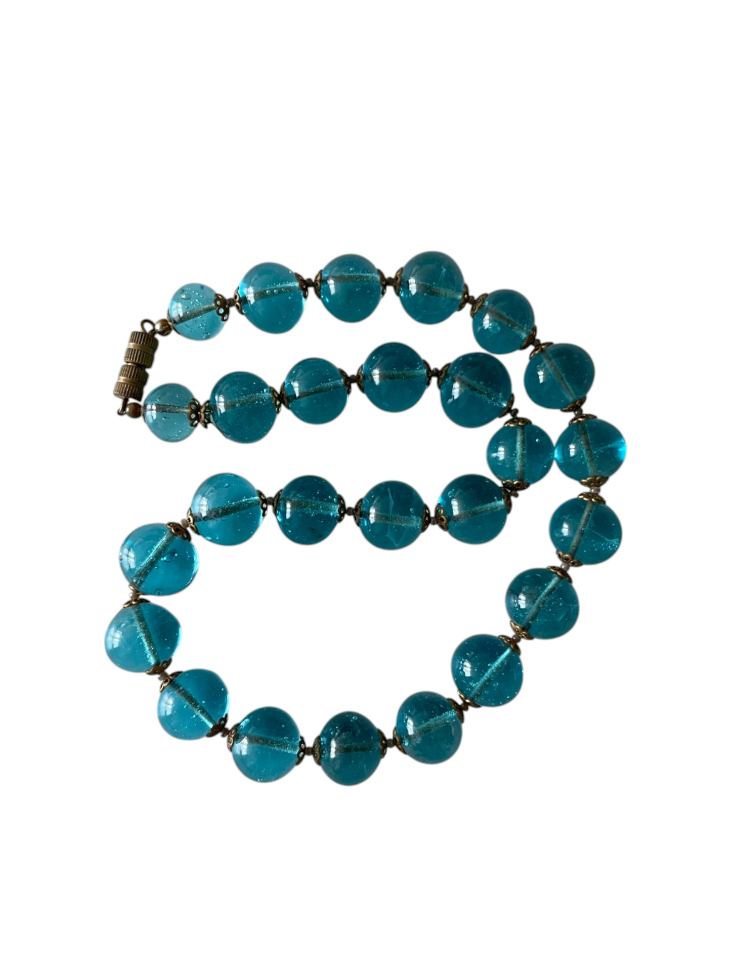 Antique Late Victorian Blue Rock Crystal Bohemian Glass Choker Necklace