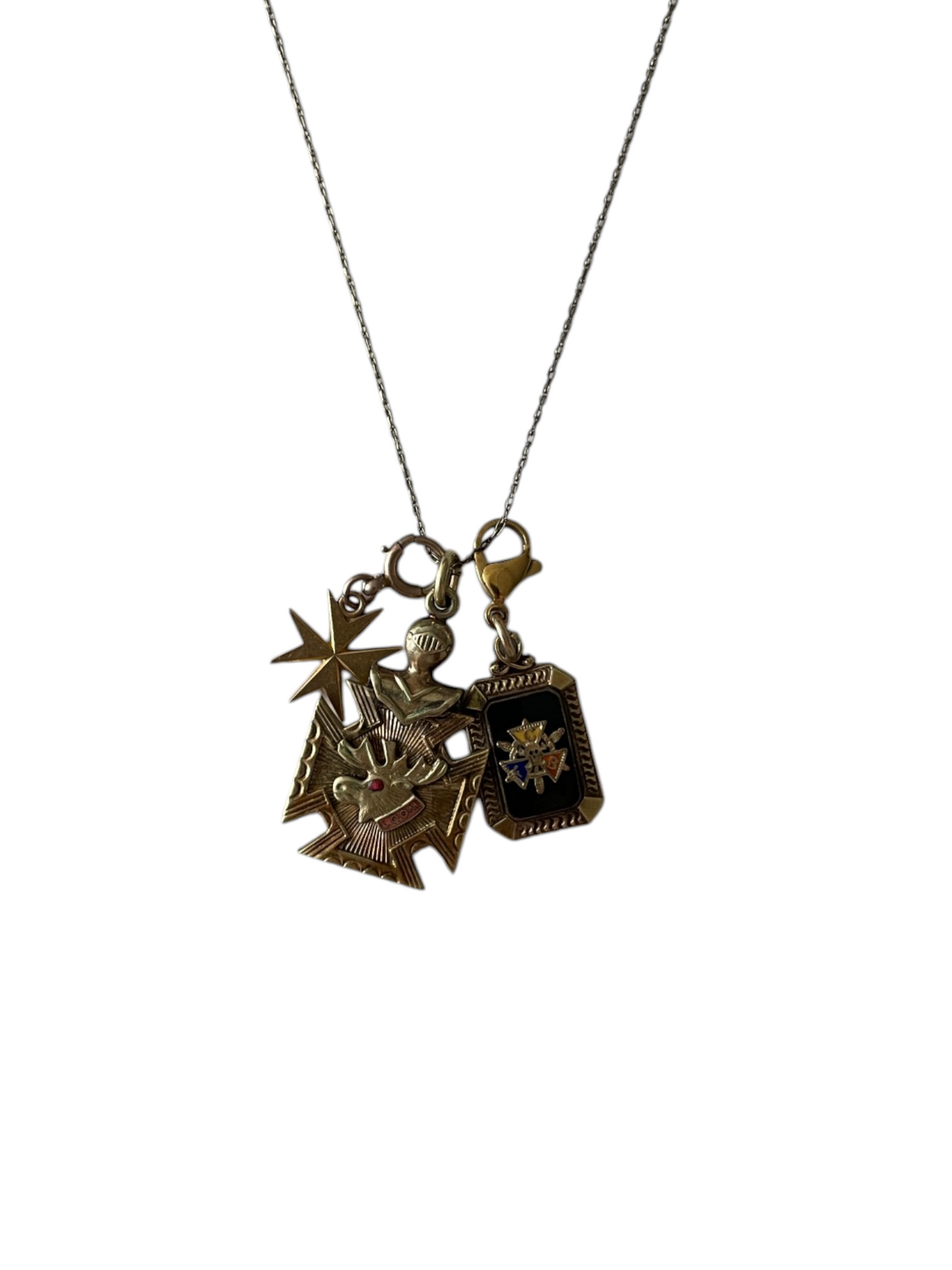 Antique Late 19th C. Fraternal Moose Knight Helmet Watch Fob Pendant