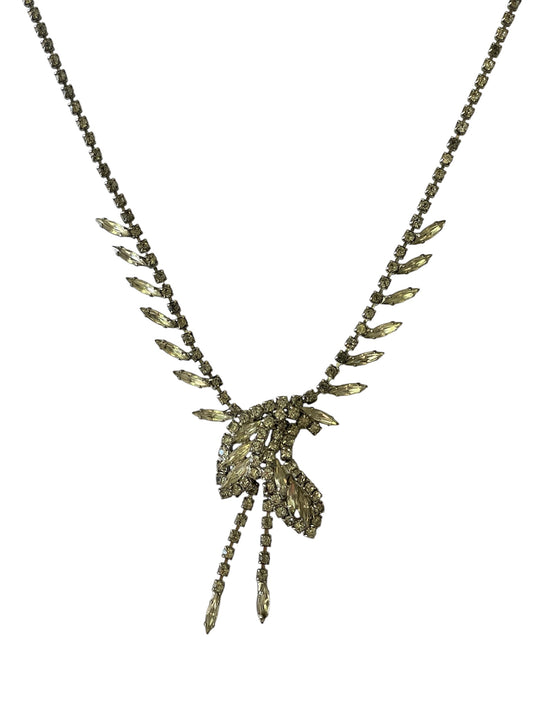 Vintage Art Deco Style Rhinestone Articulated Drop Necklace, circa 1940s-1950s
