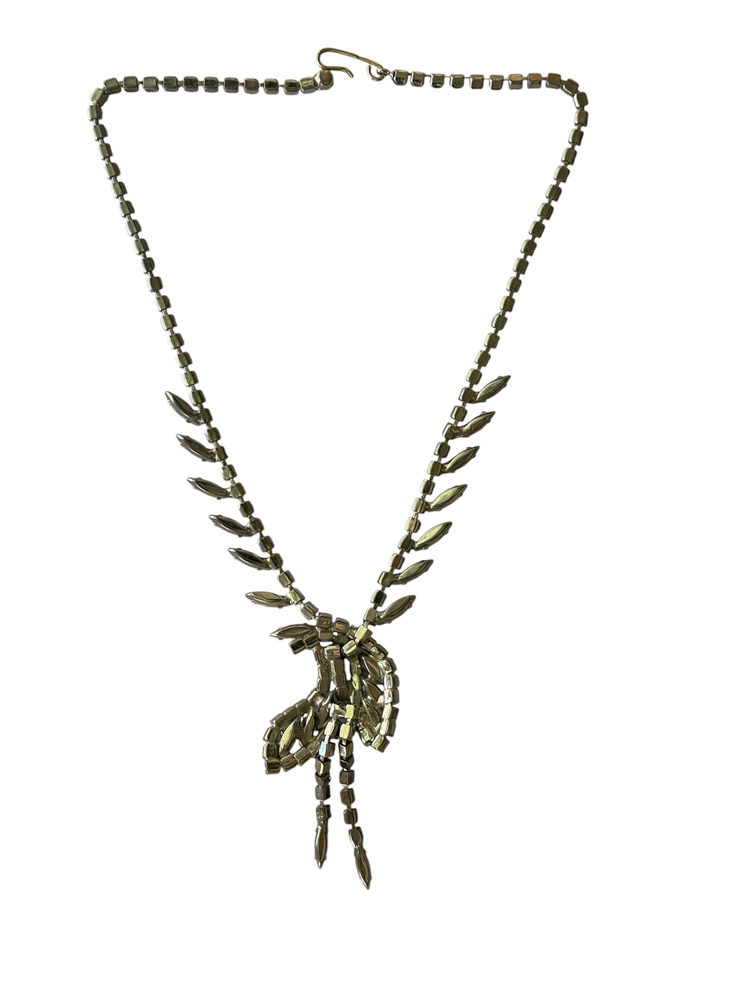 Vintage Art Deco Style Rhinestone Articulated Drop Necklace, circa 1940s-1950s