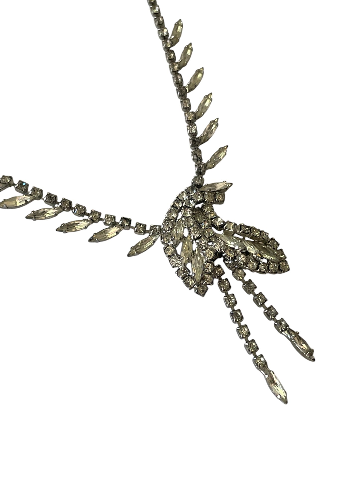 Vintage Art Deco Style Rhinestone Articulated Drop Necklace, circa 1940s-1950s