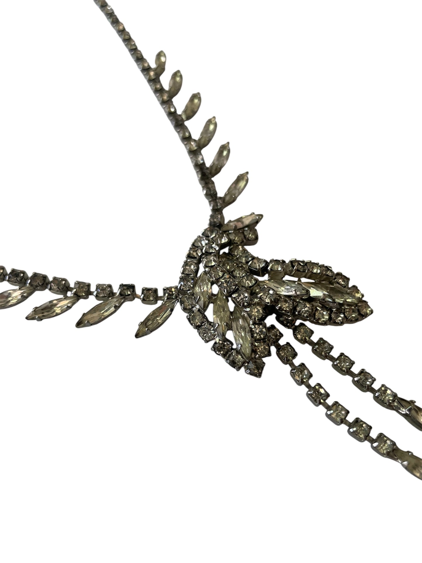 Vintage Art Deco Style Rhinestone Articulated Drop Necklace, circa 1940s-1950s