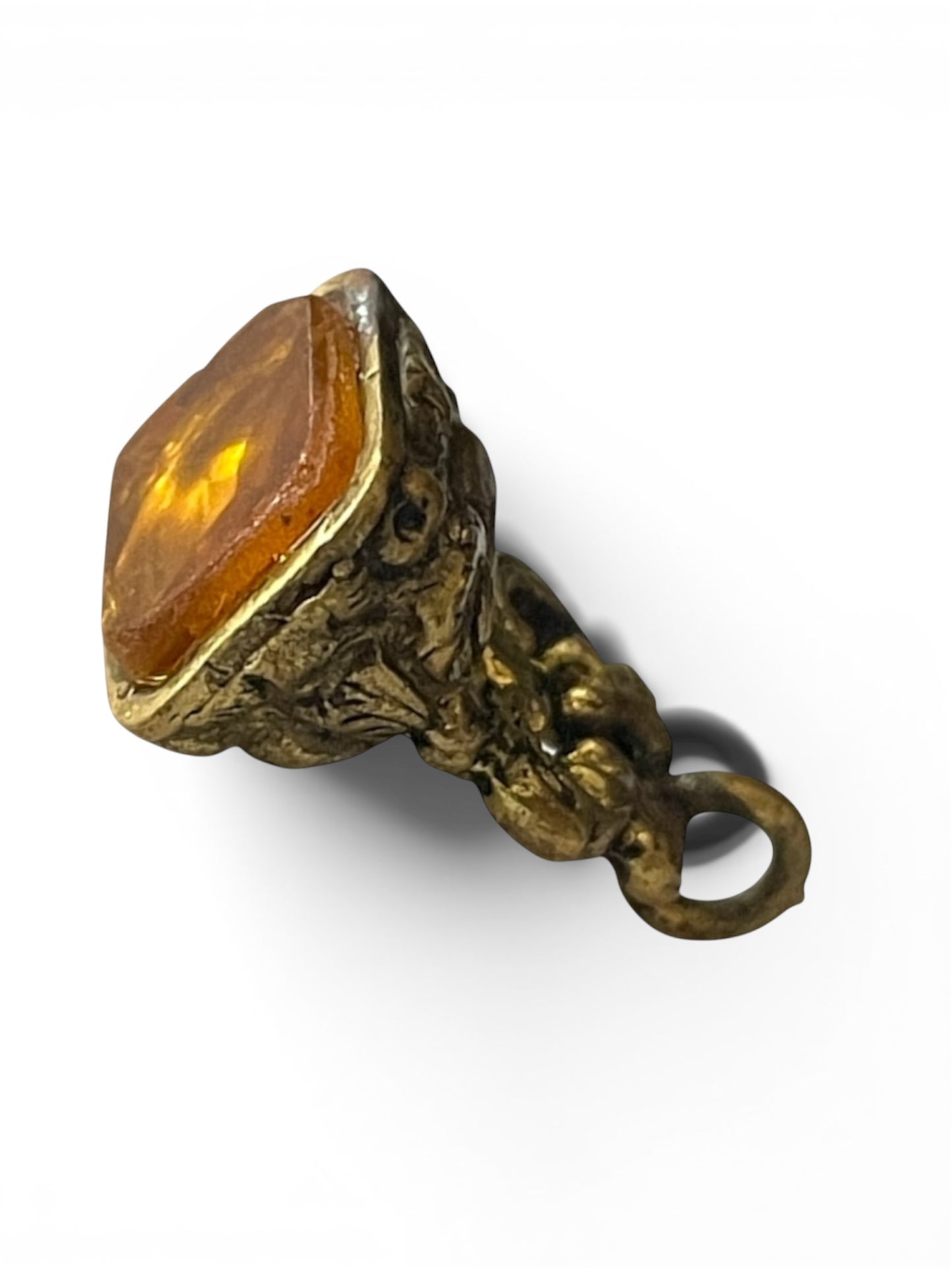 Miniature Antique Victorian Fob Pendant with Citrine Glass – Sourced in London