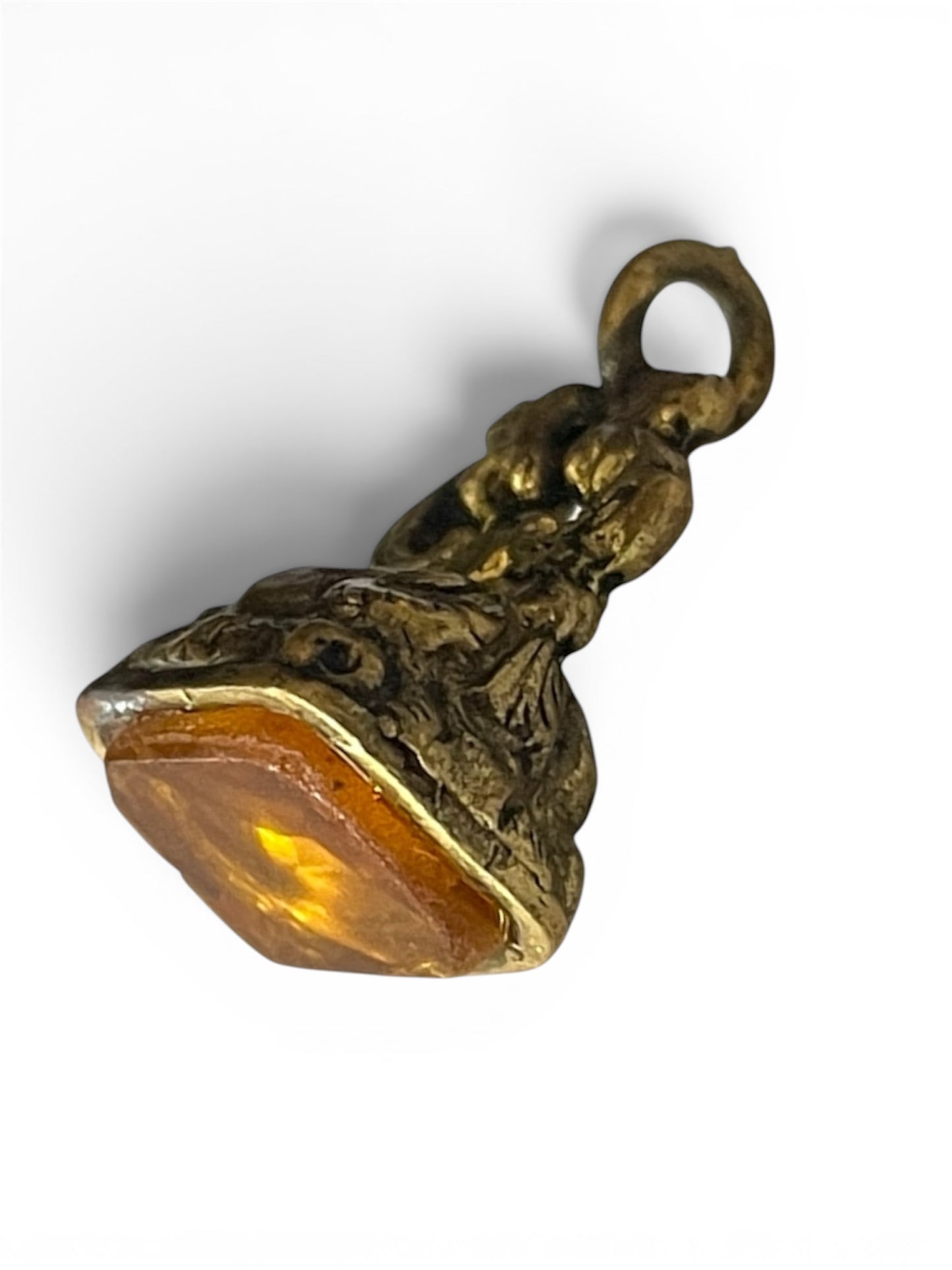 Miniature Antique Victorian Fob Pendant with Citrine Glass – Sourced in London
