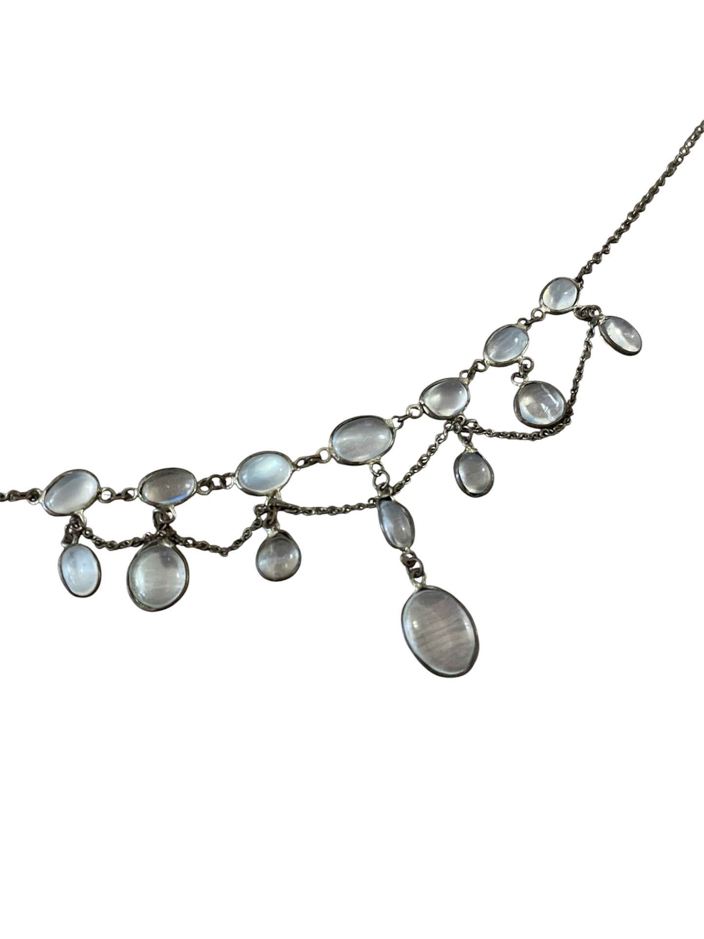 Victorian Sterling Silver Paste & Moonstone Necklace